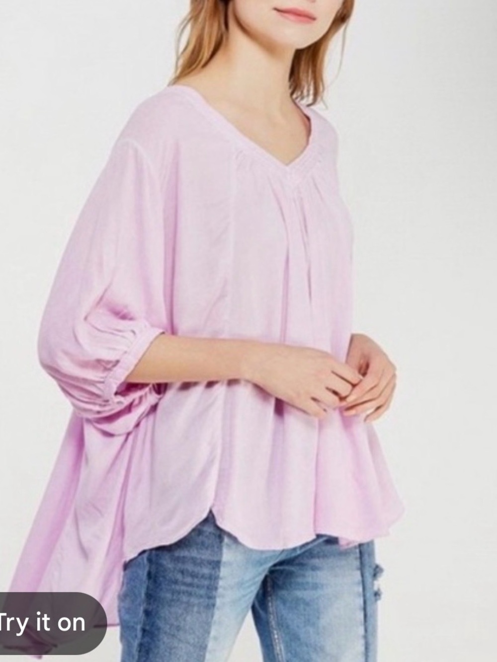 Free People Catch Me If You Can lavender pink v-neck blouse oversized large